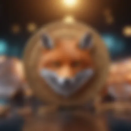 The symbol of Fox Finance Coin displayed prominently against a digital backdrop.