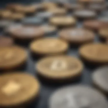 A visual representation of various cryptocurrency coins showcasing their unique designs and features.